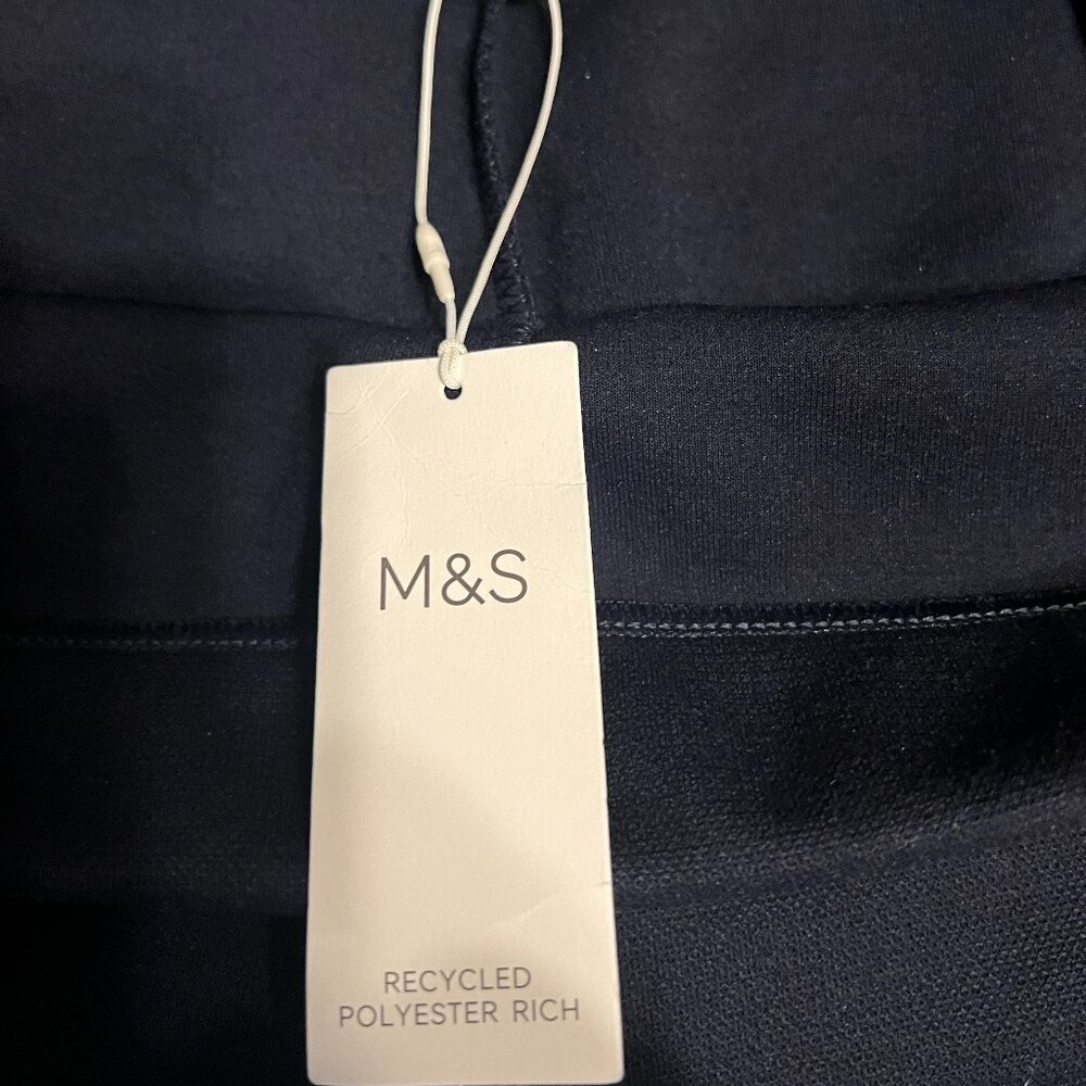 Marks & Spencer M&S Wide Leg Navy Pants Trousers, Size 12 Short (UK 16) NWT - Picture 4 of 10
